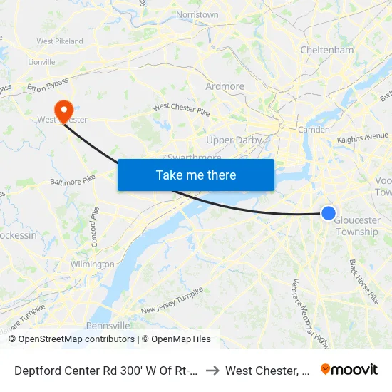 Deptford Center Rd 300' W Of Rt-41 to West Chester, PA map