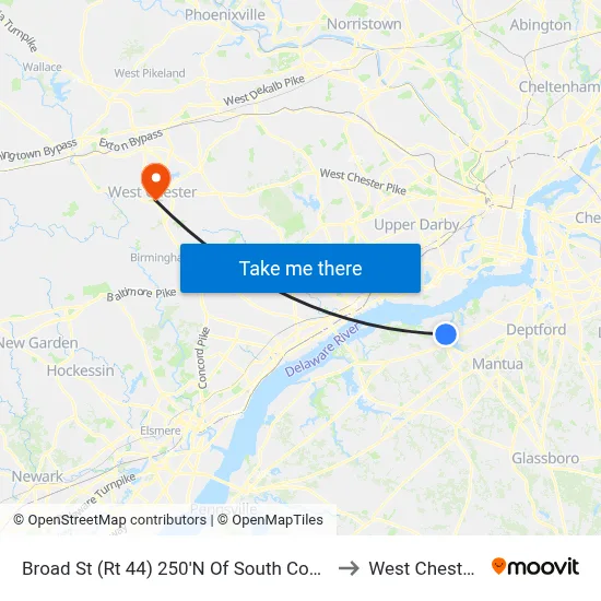 Broad St (Rt 44) 250'N Of South Commerce St to West Chester, PA map