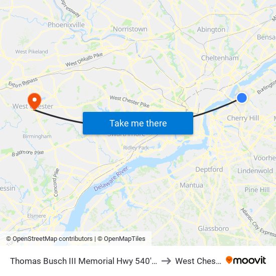 Thomas Busch III Memorial Hwy 540'N Of National H# to West Chester, PA map