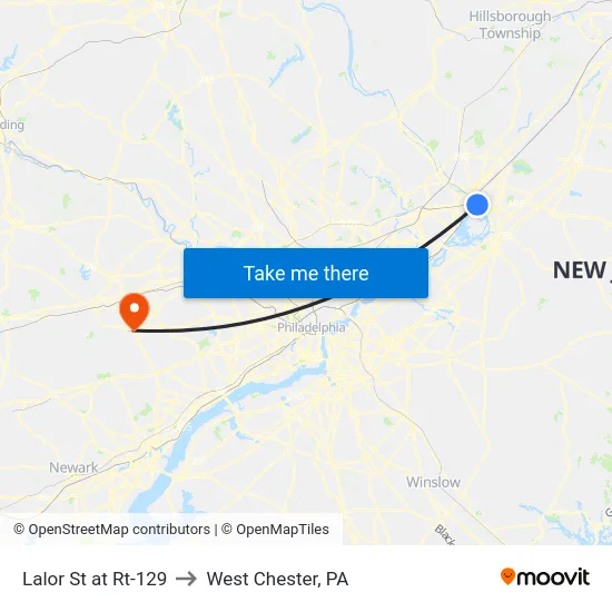 Lalor St at Rt-129 to West Chester, PA map
