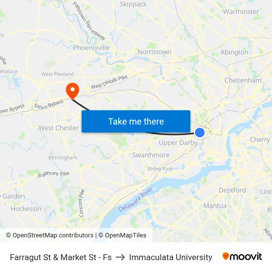 Farragut St & Market St - Fs to Immaculata University map