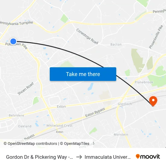Gordon Dr & Pickering Way - FS to Immaculata University map