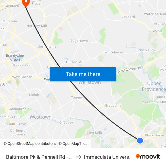 Baltimore Pk & Pennell Rd - FS to Immaculata University map