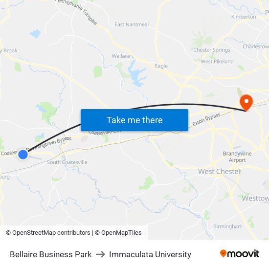 Bellaire Business Park to Immaculata University map