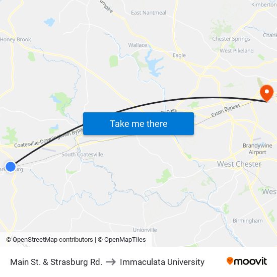 Main St. & Strasburg Rd. to Immaculata University map