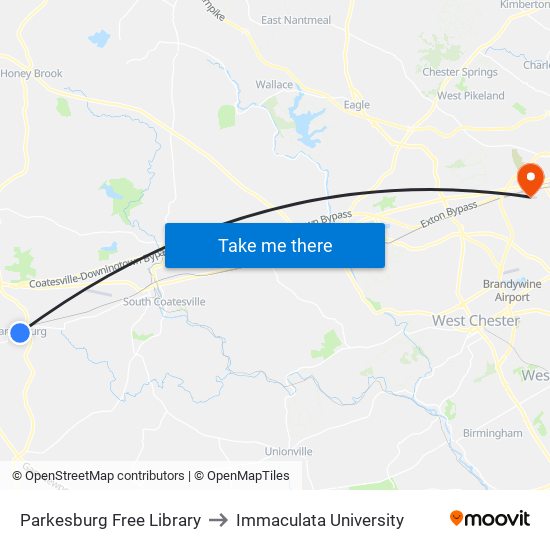 Parkesburg Free Library to Immaculata University map
