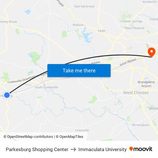 Parkesburg Shopping Center to Immaculata University map
