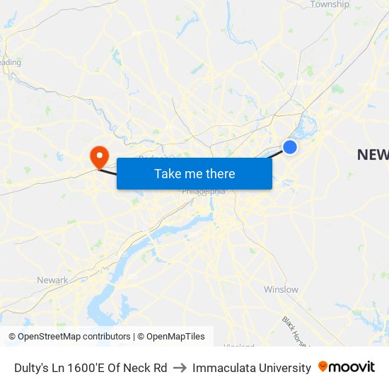 Dulty's Ln 1600'E Of Neck Rd to Immaculata University map