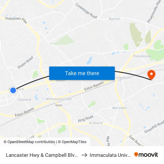Lancaster Hwy & Campbell Blvd - Mbfs to Immaculata University map