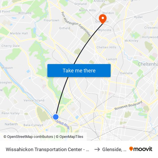 Wissahickon Transportation Center - Onsite to Glenside, PA map