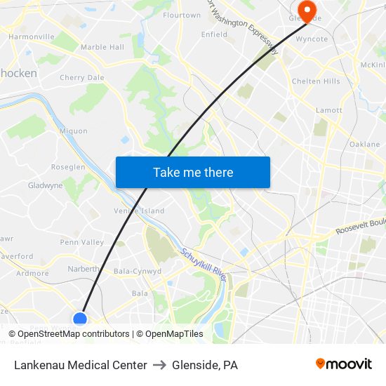 Lankenau Medical Center to Glenside, PA map