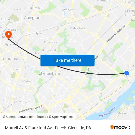 Morrell Av & Frankford Av - Fs to Glenside, PA map