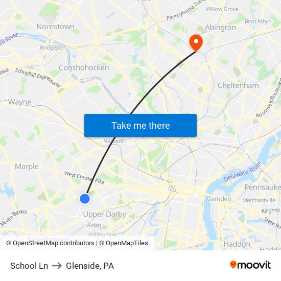 School Ln to Glenside, PA map