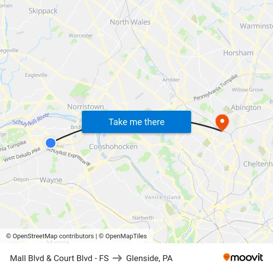Mall Blvd & Court Blvd - FS to Glenside, PA map