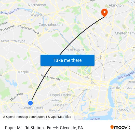 Paper Mill Rd Station - Fs to Glenside, PA map