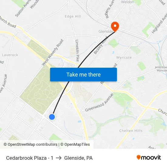 Cedarbrook Plaza - 1 to Glenside, PA map
