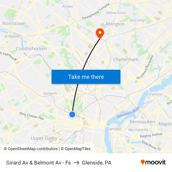 Girard Av & Belmont Av - Fs to Glenside, PA map