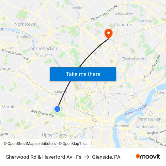 Sherwood Rd & Haverford Av - Fs to Glenside, PA map