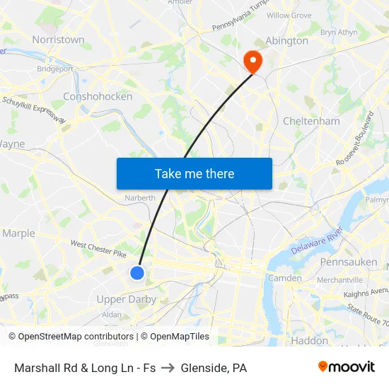 Marshall Rd & Long Ln - Fs to Glenside, PA map