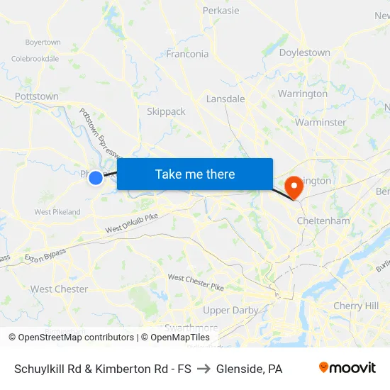 Schuylkill Rd & Kimberton Rd - FS to Glenside, PA map