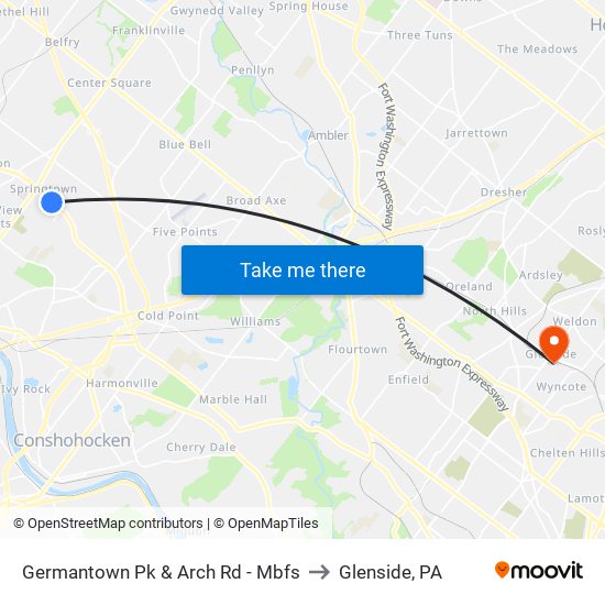 Germantown Pk & Arch Rd - Mbfs to Glenside, PA map