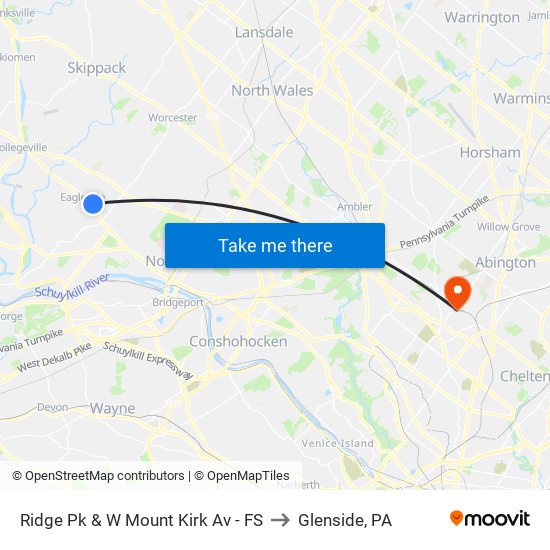 Ridge Pk & W Mount Kirk Av - FS to Glenside, PA map