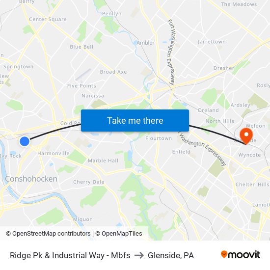 Ridge Pk & Industrial Way - Mbfs to Glenside, PA map