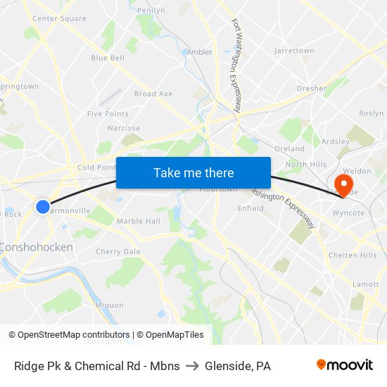 Ridge Pk & Chemical Rd - Mbns to Glenside, PA map