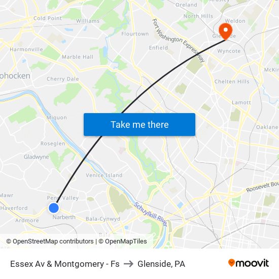 Essex Av & Montgomery - Fs to Glenside, PA map