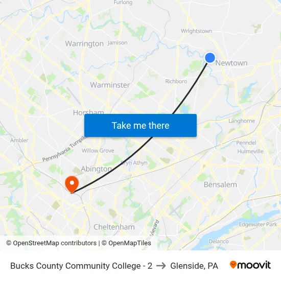 Bucks County Community College - 2 to Glenside, PA map