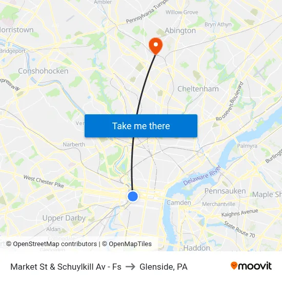 Market St & Schuylkill Av - Fs to Glenside, PA map