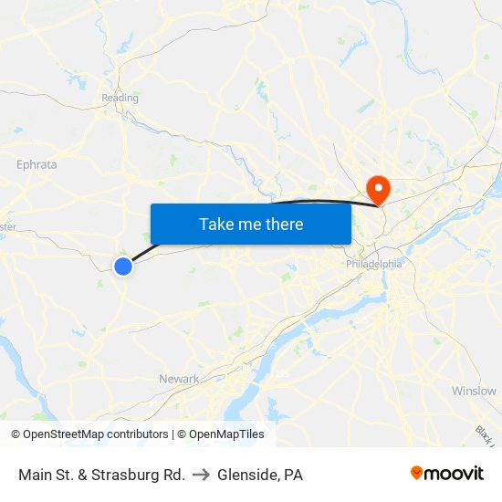 Main St. & Strasburg Rd. to Glenside, PA map
