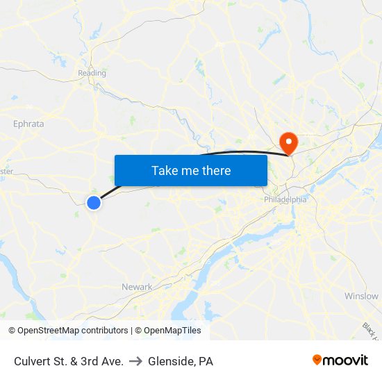 Culvert St. & 3rd Ave. to Glenside, PA map