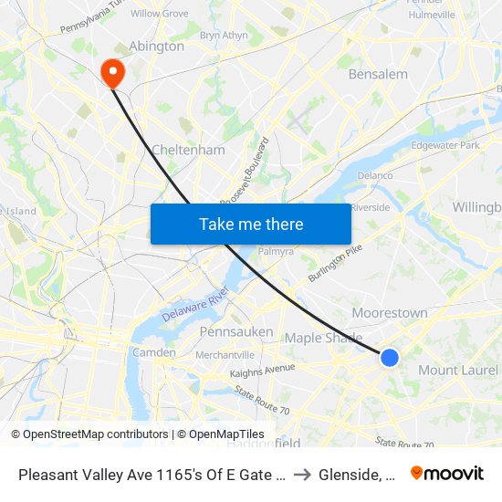 Pleasant Valley Ave 1165's Of E Gate Dr to Glenside, PA map