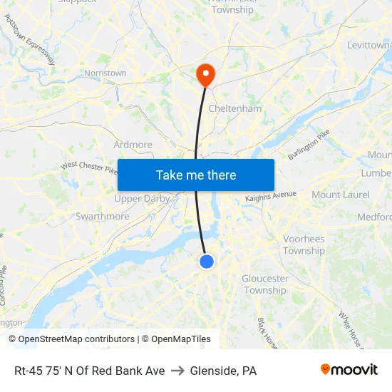 Rt-45 75' N Of Red Bank Ave to Glenside, PA map