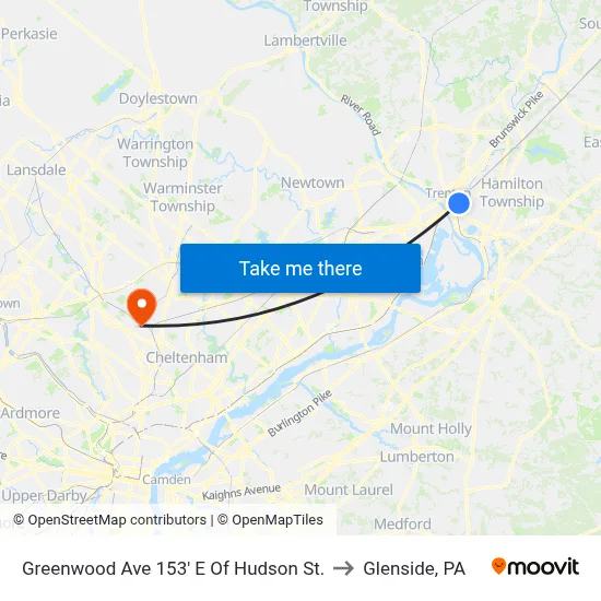 Greenwood Ave 153' E Of Hudson St. to Glenside, PA map