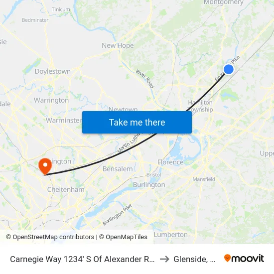 Carnegie Way 1234' S Of Alexander Rd. to Glenside, PA map