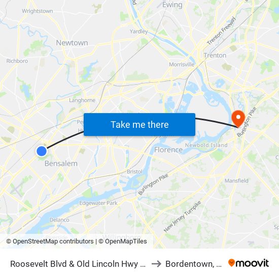 Roosevelt Blvd & Old Lincoln Hwy - FS to Bordentown, NJ map