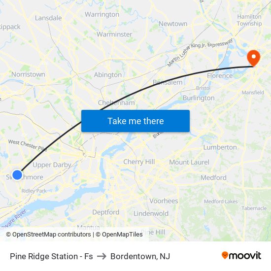 Pine Ridge Station - Fs to Bordentown, NJ map