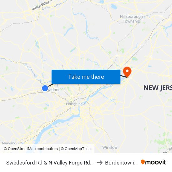 Swedesford Rd & N Valley Forge Rd - Mbfs to Bordentown, NJ map