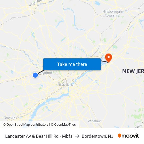 Lancaster Av & Bear Hill Rd - Mbfs to Bordentown, NJ map
