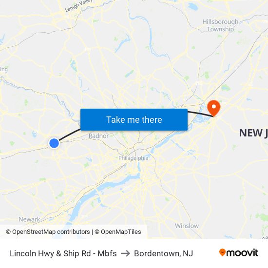 Lincoln Hwy & Ship Rd - Mbfs to Bordentown, NJ map