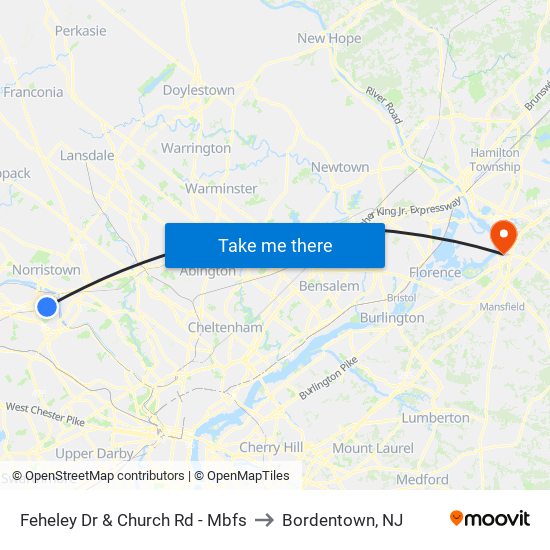 Feheley Dr & Church Rd - Mbfs to Bordentown, NJ map