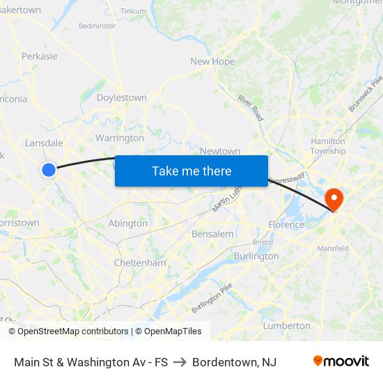 Main St & Washington Av - FS to Bordentown, NJ map