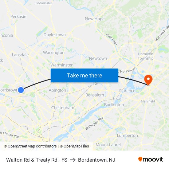 Walton Rd & Treaty Rd - FS to Bordentown, NJ map