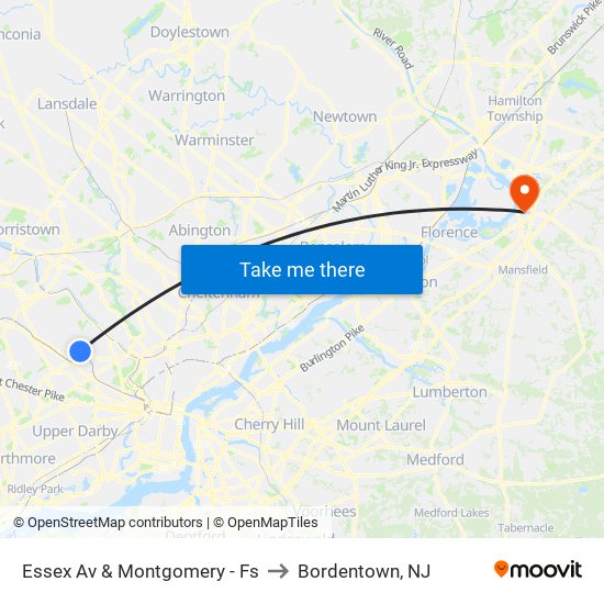 Essex Av & Montgomery - Fs to Bordentown, NJ map