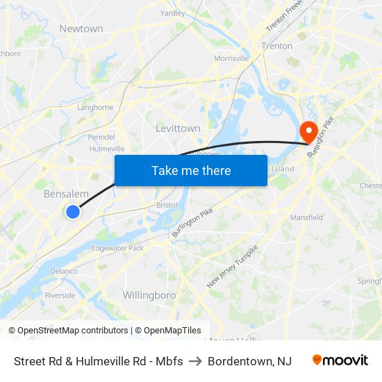 Street Rd & Hulmeville Rd - Mbfs to Bordentown, NJ map