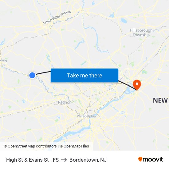 High St & Evans St - FS to Bordentown, NJ map
