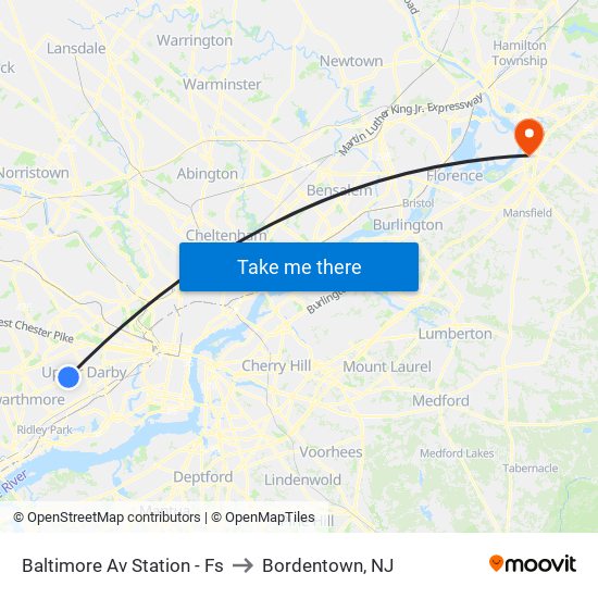 Baltimore Av Station - Fs to Bordentown, NJ map