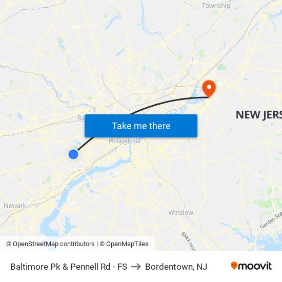 Baltimore Pk & Pennell Rd - FS to Bordentown, NJ map